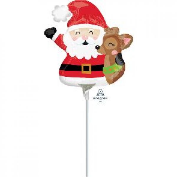Folienballon luftgefüllt Santa mit Rentier